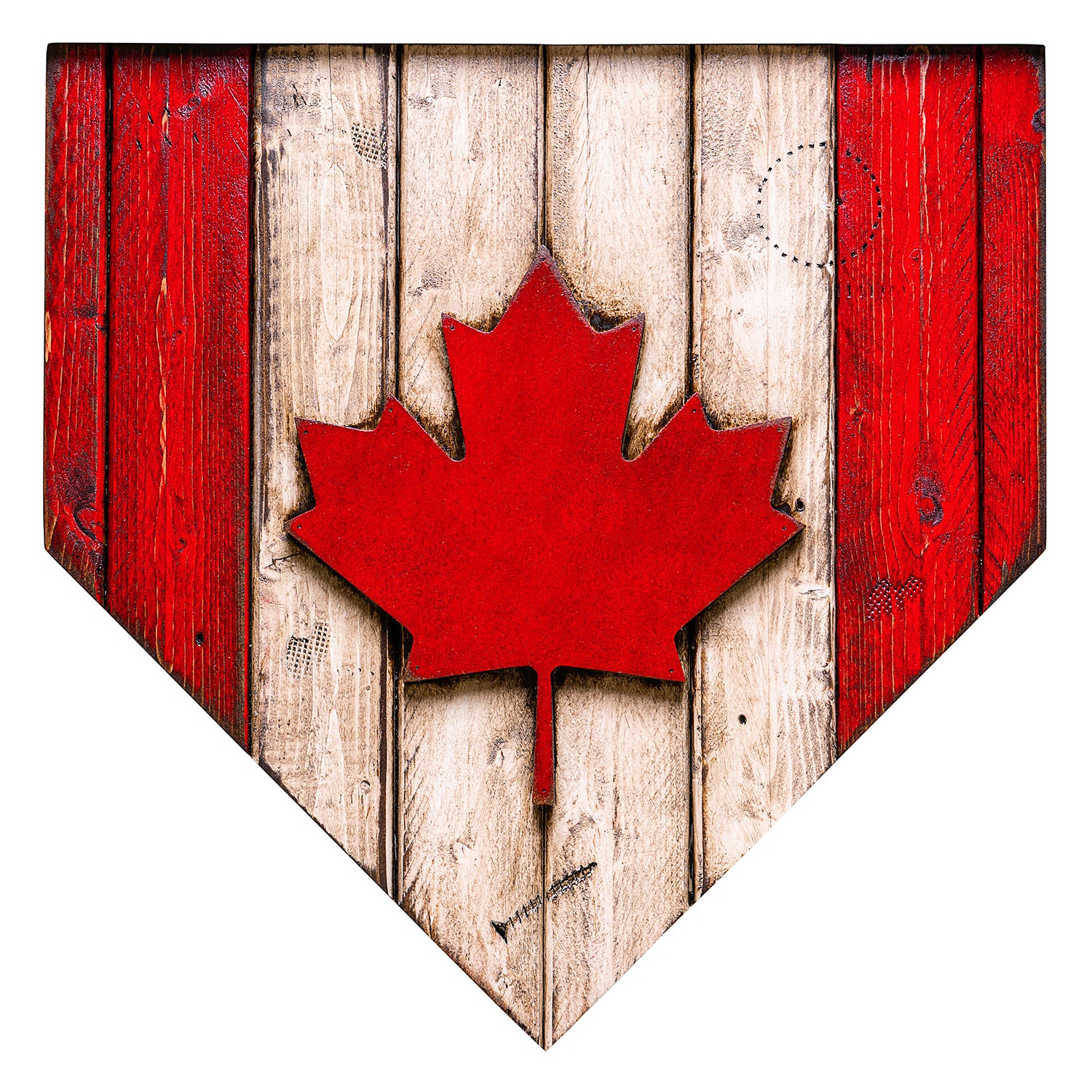 17" Rustic Canadian Flag Home Plate