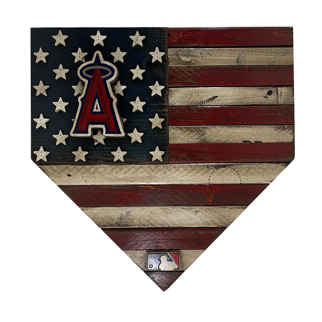 MLB Licensed Rustic Handmade American Flag Home Plate